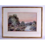 B S STRACHAN (British), framed watercolour, signed, a figure walking in a mountainous river