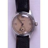 A VINTAGE LEONIDAS STAINLESS STEEL WRISTWATCH. 2.75 cm diameter.