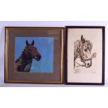 C E SMITH (British), framed watercolour, signed & dated '21, portrait of a horse, together with a