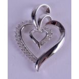 A 14CT WHITE GOLD AND DIAMOND PENDANT. 4 grams. 2 cm x 3 cm.