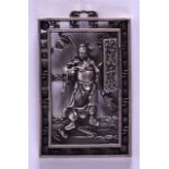 A CHINESE SILVER WARRIOR PENDANT. 6.25 cm x 4.25 cm.