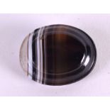 A LATE 19TH CENTURY SILVER AND AGATE BROOCH. 3.5 cm x 2.75 cm.Tiny nibbles