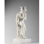 A VICTORIAN ROBINSON & LEADBETTER PARIAN FIGURE OF MERCURY, after Thorvaldsen, the naked figure