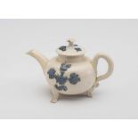 AN ENGLISH WHITE SALTGLAZE STONEWARE TEAPOT AND COVER, c.1750, of globular form with pulled and