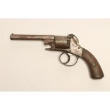 AN OPEN FRAME PERCUSSION REVOLVER by Braddell of Belfast, c.1860, with 4 7/8" barrel inscribed