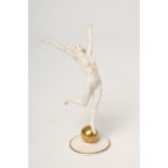 A HUTSCHENREUTHER PORCELAIN FIGURE - "Sun Child", c.1947, after K. Tutter, the young female nude