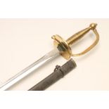 AN 1840 PATTERN US NCO SWORD, with 33" fullered blade stamped with helmet mark, brass hilt of