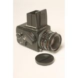 A HASSELBLAD 503CW CAMERA, with a Carl Zeiss Planar 2.8/80 lens and pop-up view finder, 7 1/4"