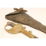 AN 1827 PATTERN ROYAL NAVY WARRANT OFFICER'S SWORD, the 31 1/2" blade etched with foliate scrolls,