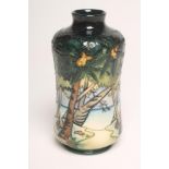 A MOORCROFT POTTERY VASE, 1999, of slightly waisted cylindrical form with sloping shoulders and