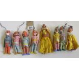 Snow White and the Seven Dwarfs, a set of composition Christmas Tree decorations, Snow White 6" high