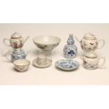 A COLLECTION OF CHINESE PORCELAIN comprising two teapots and covers, one painted with a hawking