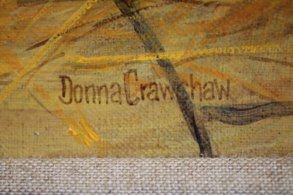 DONNA CRAWSHAW (b.1960), "Secret Hiding Place", oil on canvas, signed, 12" x 16", gilt frame ( - Bild 2 aus 2