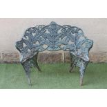 A VICTORIAN CAST IRON GARDEN SEAT in Fern pattern, possibly reduced in width and lacking slatted