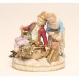 A MEISSEN PORCELAIN FIGURE GROUP allegorical of Winter, late 19th century, modelled as a young boy