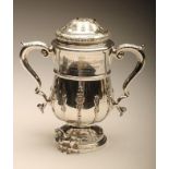 A LATE VICTORIAN SILVER TROPHY CUP AND COVER, maker Ackroyd Rhodes, London 1898, the single