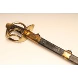 A FRENCH AN XI HEAVY CAVALRY SWORD, with 37 3/4" bi-fullered blade inscribed "Klingenthal Juin