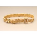 AN EDWARDIAN MESH BRACELET, the sliding buckle and tip set with seed pearls, unmarked (Est. plus 21%