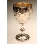 A MID VICTORIAN SILVER GOBLET, maker Charles Stuart Harris, London, probably 1869, the plain "U"