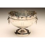 AN EDWARDIAN SILVER ROSE BOWL, maker Fattorini & Sons, Sheffield 1910, of typical single girdled