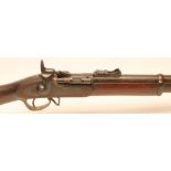 A SNIDER RIFLE, mid 19th century, with 35 1/2" barrel, front sight and adjustable rear sight, lock