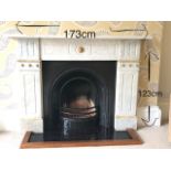 AN EARLY VICTORIAN CARRARA AND SIENNA MARBLE FIRE SURROUND, 68 1/4" x 11 1/2" x 48"
