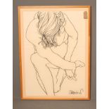 LAIMONIS MIERINS (Latvian 1929-2011), Nude Study, charcoal on paper, signed, label verso, 33" x 23
