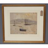 WILLIAM FREDERICK MAYER (1868-1916), Boats at Runswick Bay with Whitestone Cliff in the