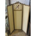 A VICTORIAN GILT WOOD FOLDING ROOM SCREEN with embroidered bird panel, 51 1/2" wide x 67 1/2"