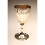 A VICTORIAN SILVER GOBLET, maker The Barnards, London 1871, the plain "U" shaped bowl issuing from a