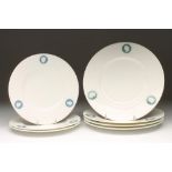 A SET OF FOUR VICTORIAN MINTON CHINA DINNER PLATES, c.1861, of plain circular form, each with