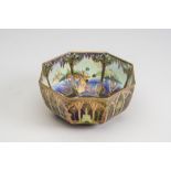 A WEDGWOOD FAIRYLAND LUSTRE "OCTAGON BOWL", 1930's, designed by Daisy Makeig-Jones, the interior