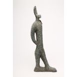 LILIA UMANA CLARKE (Columbian Contemporary), Standing Hare, stoneware, with verdigris rough textured