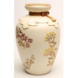 A VICTORIAN ROYAL WORCESTER CHINA VASE, 1888, of ovoid form with tassel tied swagged shoulders,