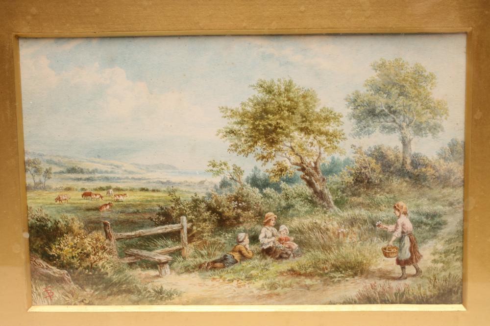 ATTRIBUTED TO MYLES BIRKET FOSTER (1825-1899), Children Picking Flowers by a Country Stile, - Bild 2 aus 3