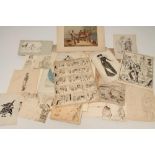 ENGLISH SCHOOL (Early/Mid 19th Century), A portfolio of caricatures, drawings and watercolours,