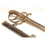 AN 1822 PATTERN OFFICER'S SWORD, with 32 1/2" pipe back curved blade, brass hilt of typical form