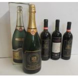 One magnum Klostersekt, boxed, three bottles European wine, all with commemorative labels (4)