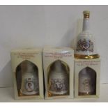 Four Bells commemorative decanters of whisky for Charles and Diana's marriage (1981), the Queen's