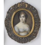 FRENCH SCHOOL (Early 19th Century), Josephine, Empress of France in Blue Decollete Dress, oval on