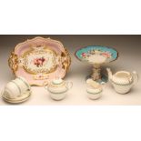 A COLLECTION OF EARLY VICTORIAN GRAINGER'S WORCESTER PORCELAIN comprising pedestal tazza painted