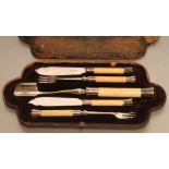 A VICTORIAN FIVE PIECE SILVER SERVING SET, maker Martin, Hall & Co., Sheffield 1888, comprising pair