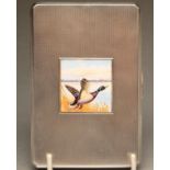 AN ART DECO SILVER CIGARETTE CASE, maker's mark A.W., Birmingham 1949, of plain canted oblong form