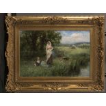 HENRY JOHN YEEND KING (1855-1924), "Haytime", oil on canvas, signed, inscribed Graves Gallery