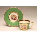 A ROCKINGHAM PORCELAIN CUP AND SAUCER, c.1826-30, the plain bucket bowl and saucer painted in