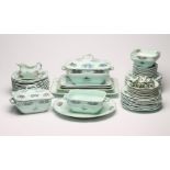 AN EXTENSIVE GEORG SCHMIDER-PECHT EARTHENWARE DINNER SERVICE, the pale turquoise glaze painted in