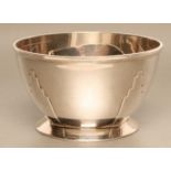 AN ART DECO SILVER BOWL, maker Roberts & Belk, Sheffield 1930, of rounded conical form with