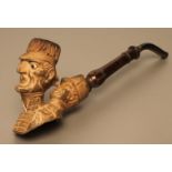 OF POLITICAL/MILITARY INTEREST, 1846, A Dumeril Meerschaum pipe, the bowl carved as a caricature