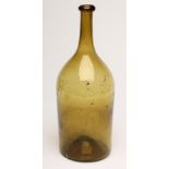 A LARGE GREEN GLASS BOTTLE, late 18th century, of typical form with kick to base, 15 1/4" high (Est.