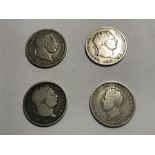 3 x Silver Coins of George III and a George IV.